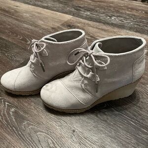 TOMS lace up wedge bootie